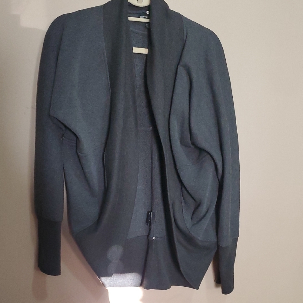 River Island Dark Gray Open Cardigan Sweater Size Large